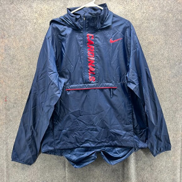 St. Louis Cardinals Pullover Jacket Men Large Navy Windbreaker Hoodie Nike Spell - Picture 1 of 12